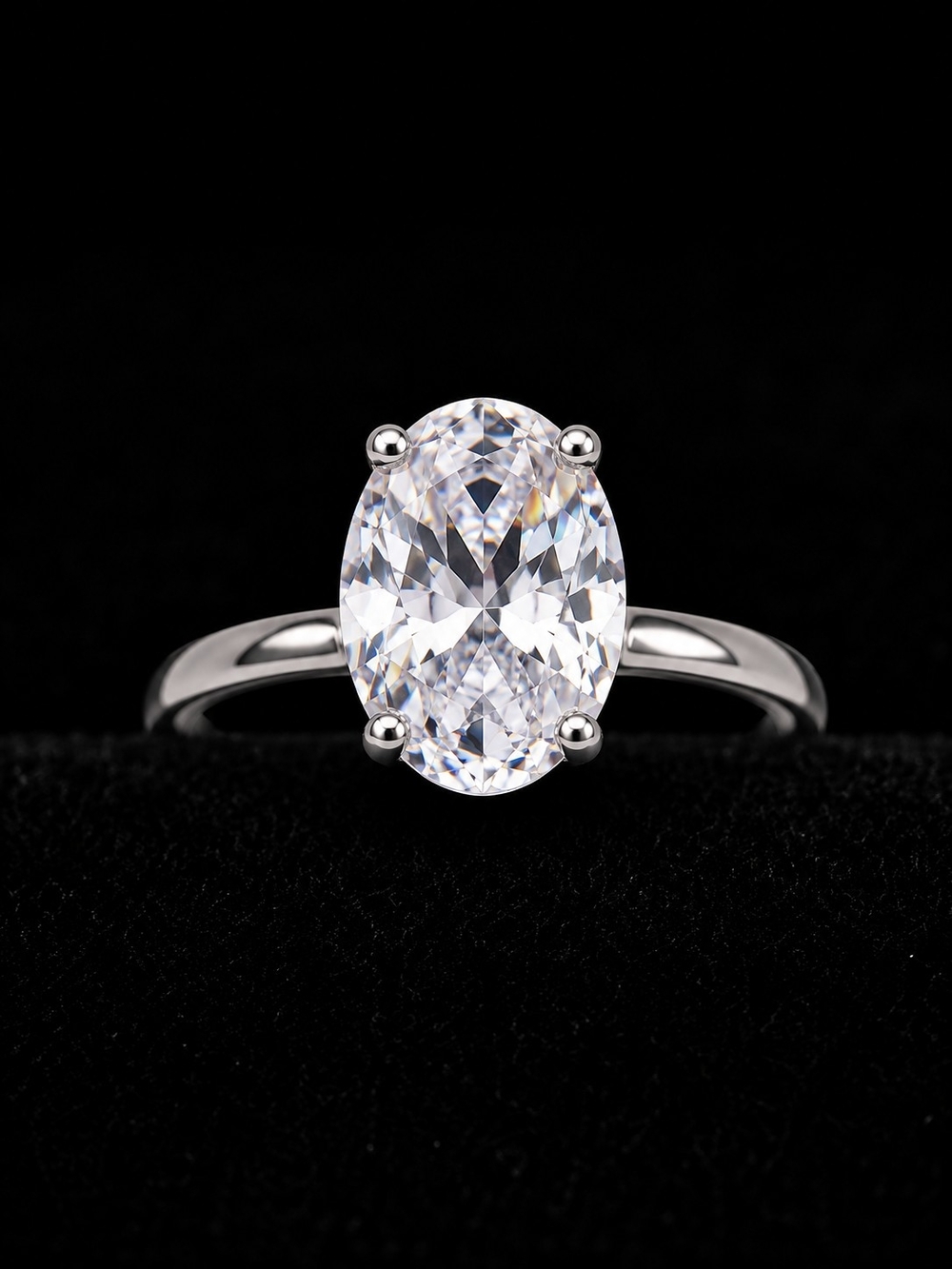 Classic Oval Solitaire Ring in White Cibic Zirconia Size 8!